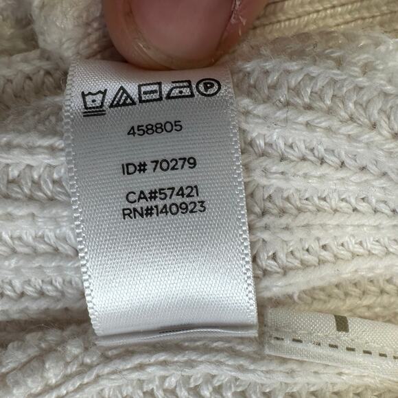 Loft Cream Tight Knit Open Relaxed Cardigan Sweater Womens XS Petite Fisherman - Picture 13 of 14